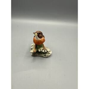 Avian Art Ceramic Robin Figurine Bird Collectible Hand Painted 3.5”